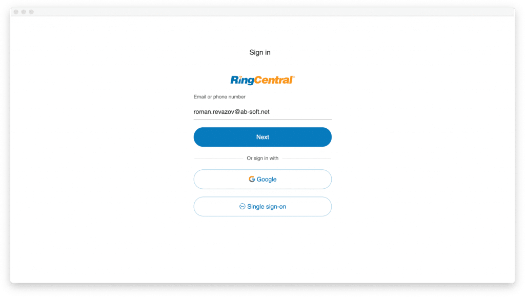 Sign in to the RingCentral Video app