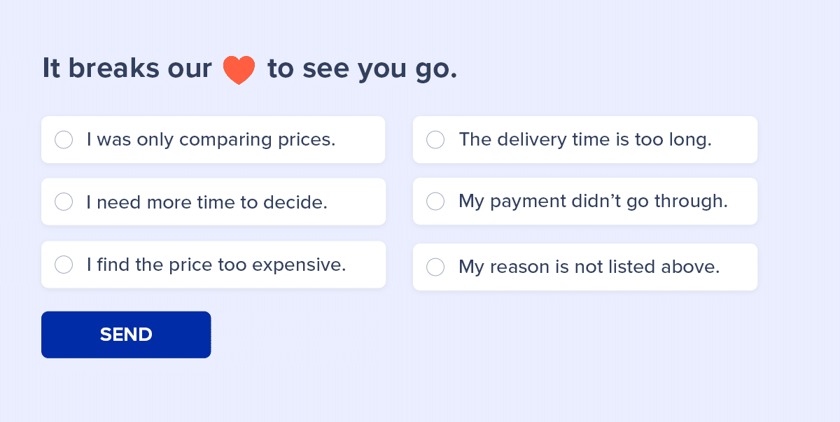 Exit customer survey