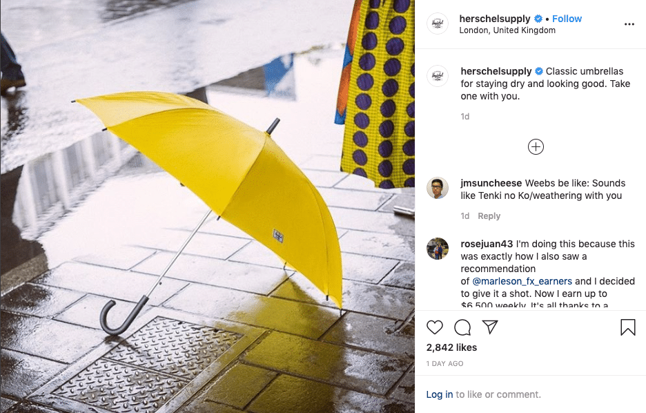 Herschel Supply umbrella promotion for the London weather