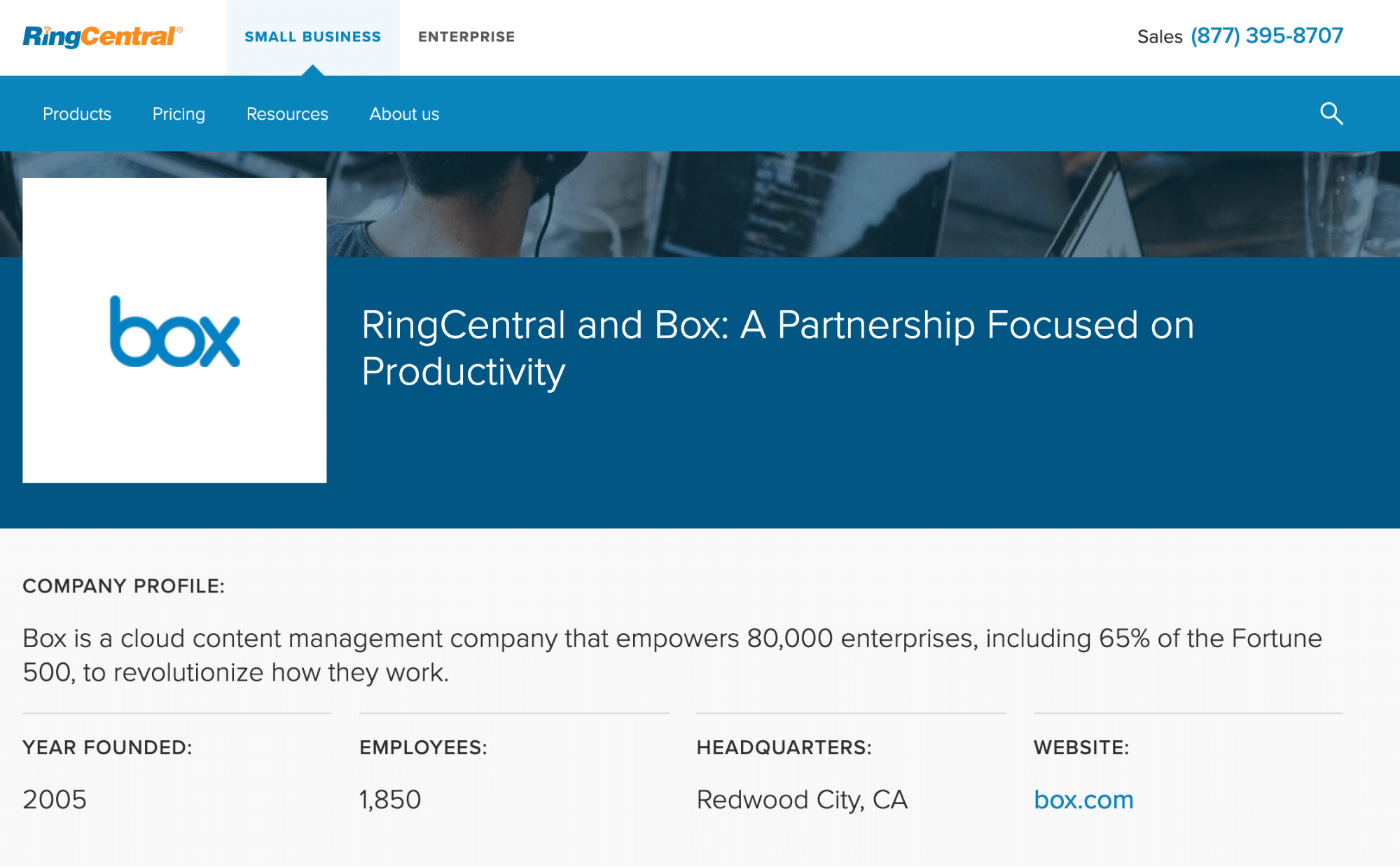 RingCentral case study about Box