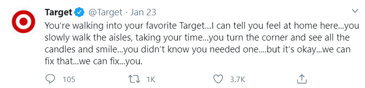 Target is another brand that’s great at Twitter engagement, even if their tweets are sometimes a little out there.