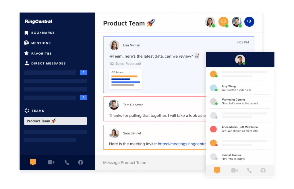 RingCentral’s team messaging app lets you create team or group-based channels in seconds