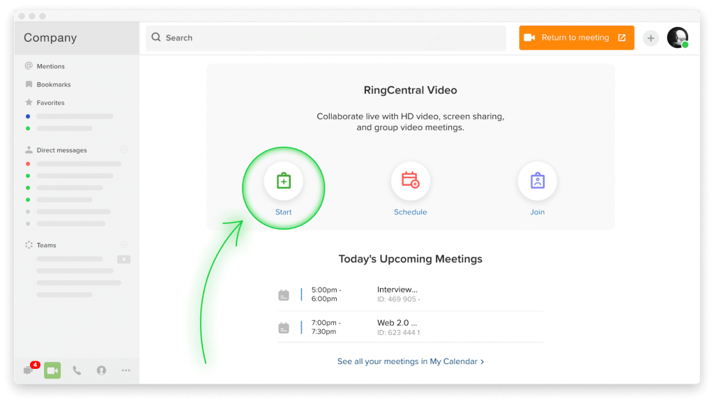Schedule a meeting using RingCentral Video app