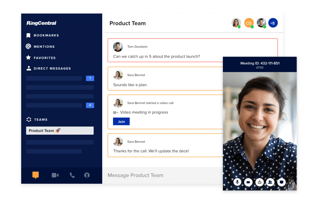 RingCentral communication platform allows users to make chats, phone calls, and video meetings—all in the same app