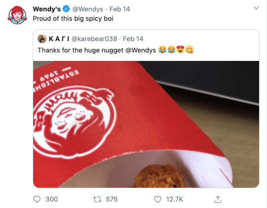 Wendy's using social media for customer engagement by replying to people's comments