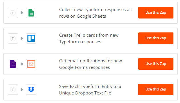Example of Zapier’s most common automations