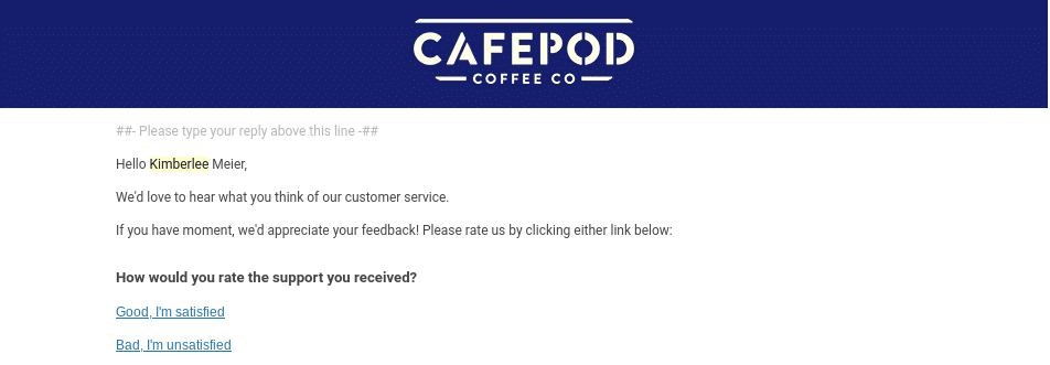 CafePod Coffee Co customer feedback survey