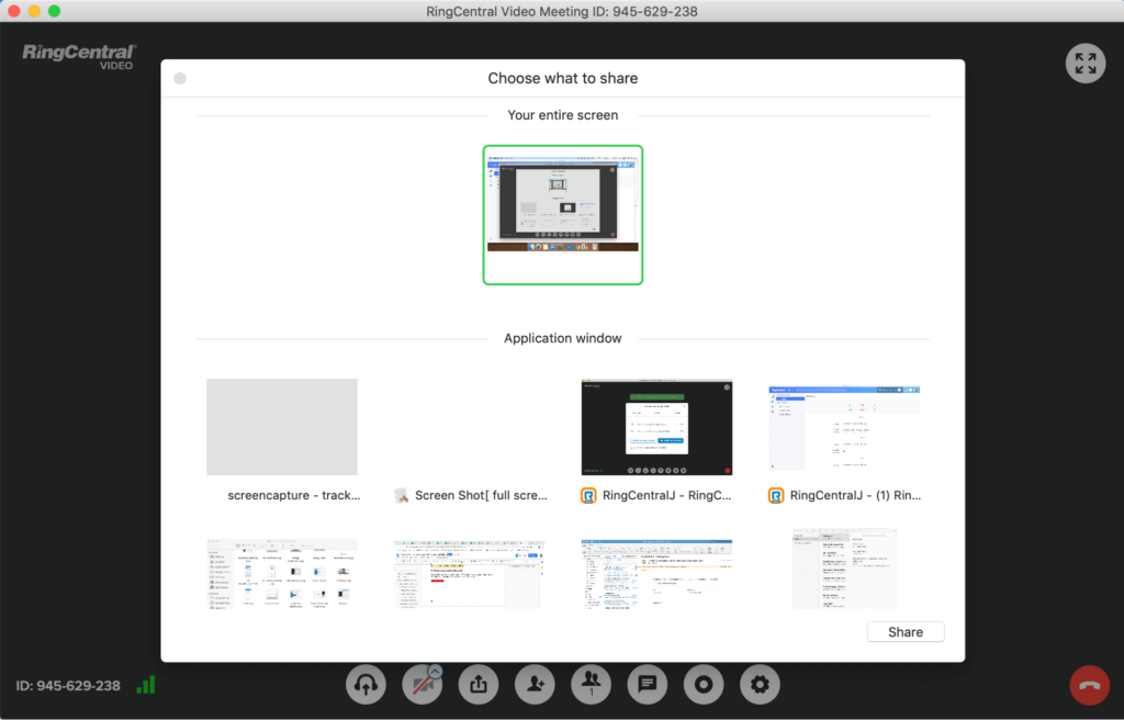 screen sharing feature in ringcentral conference call app