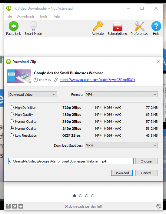 downloading a high quality replay on 4k downloader