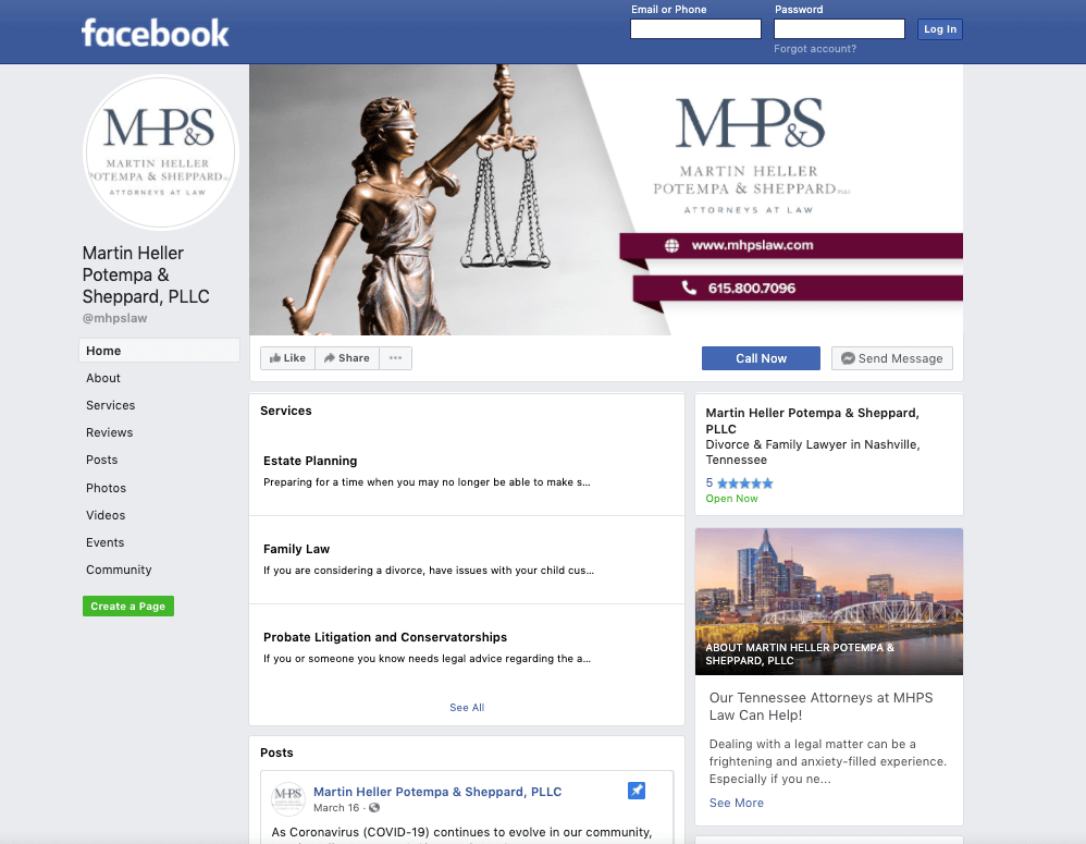 law firm facebook page example