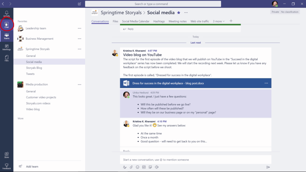 microsoft teams messaging