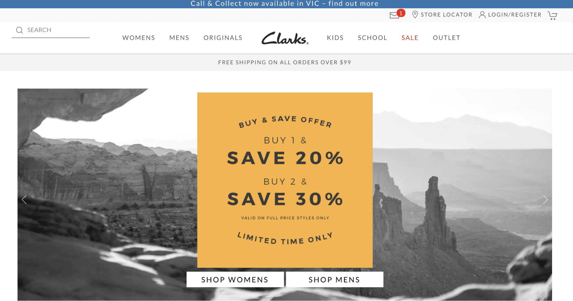 Clarks offers a brand-appropriate, friendly, and visually pleasing site from the moment you land on the homepage.