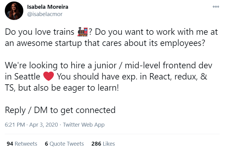 startup hiring on twitter