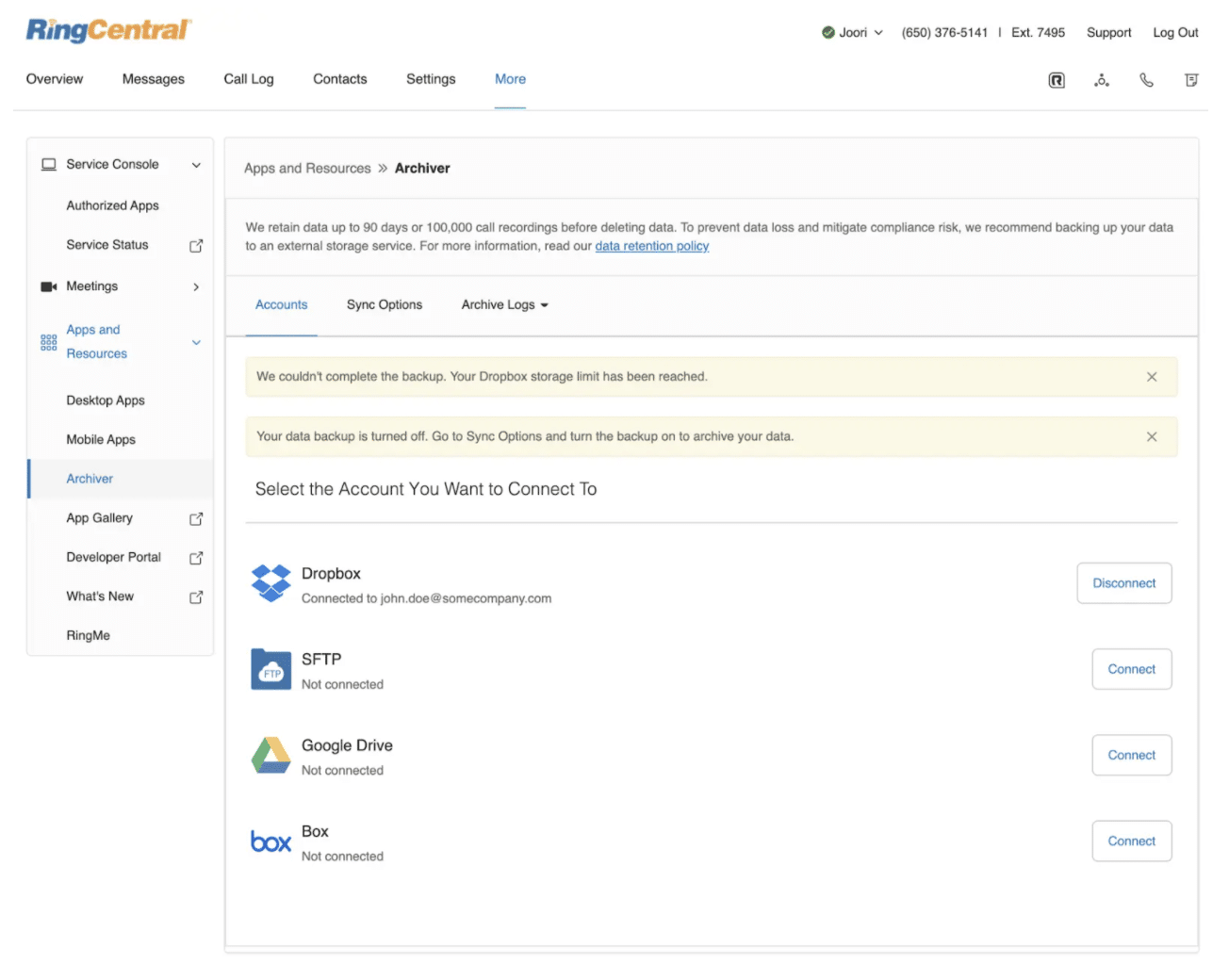RingCentral Archiver