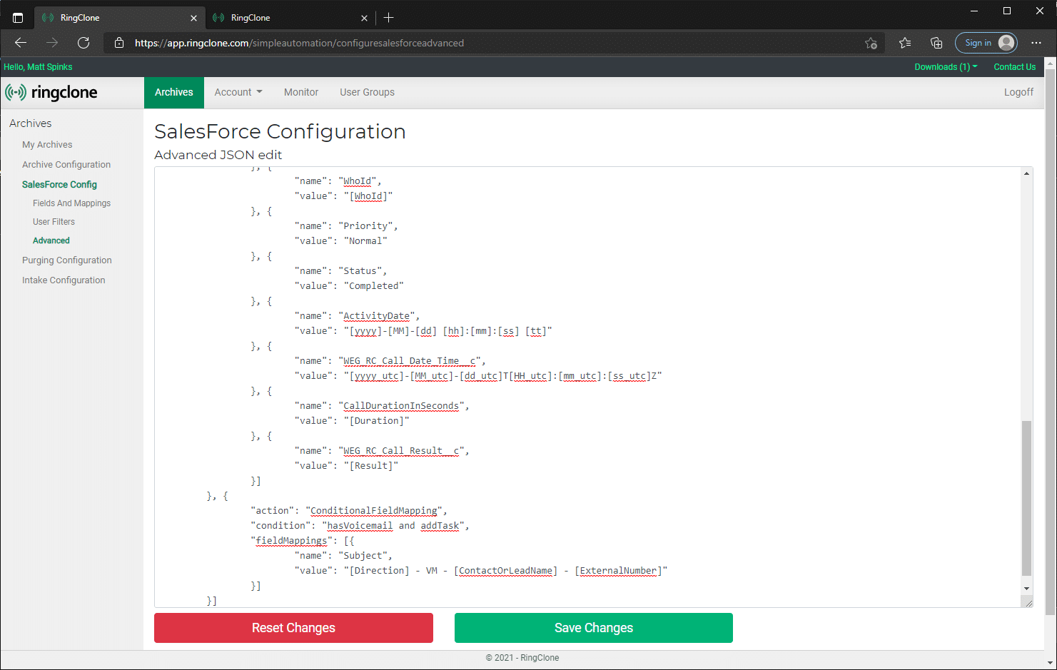 Complex rules and advanced settings