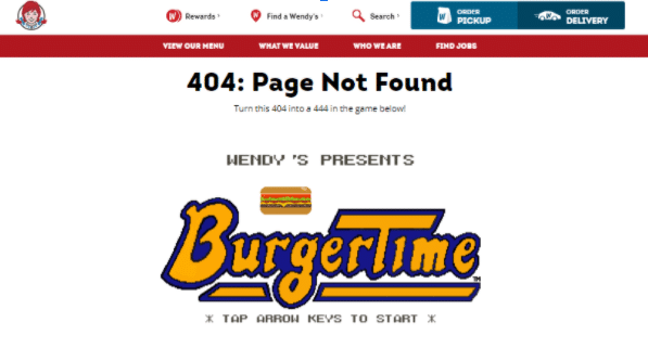 404 Page of Wendy’s