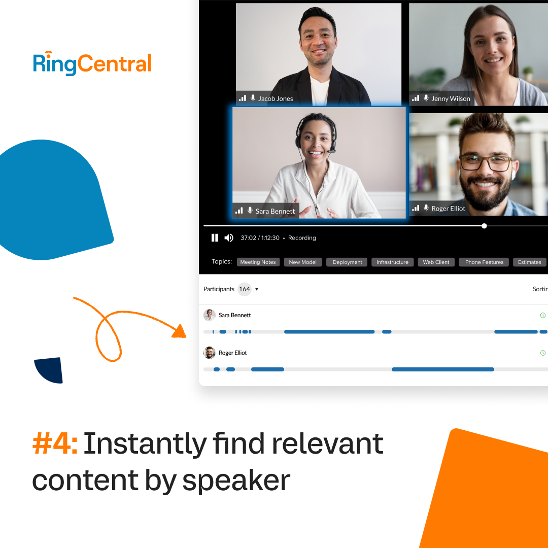 RingCentral Meeting Insights: instantly find relevant content by speaker