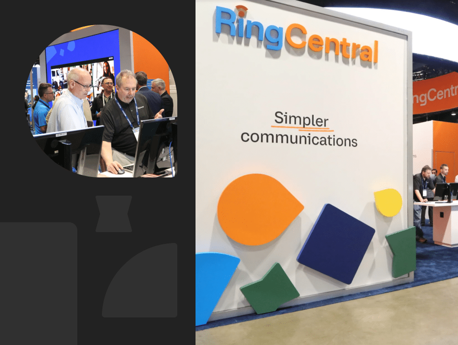 RingCentral employee demoing product to attendee at Enterprise Connect booth