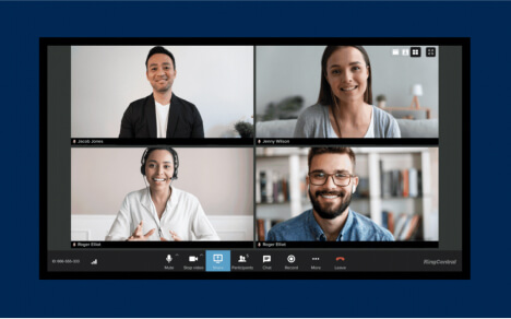 A remote team on a RingCentral Video Meeting