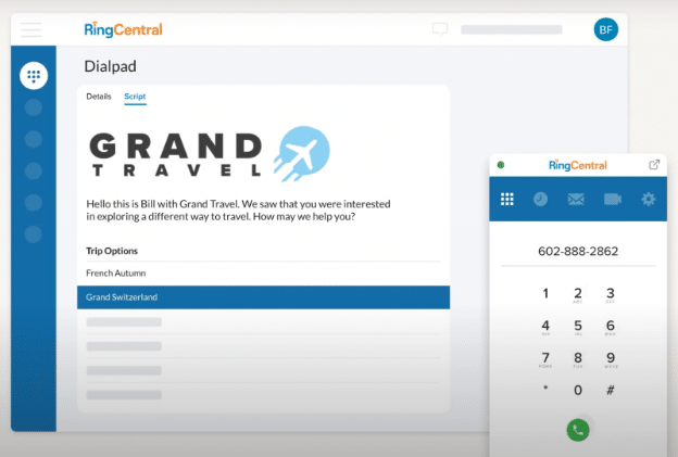 Image showing a Grand Travel agent desk top with a phone key pad for an agent to dial.