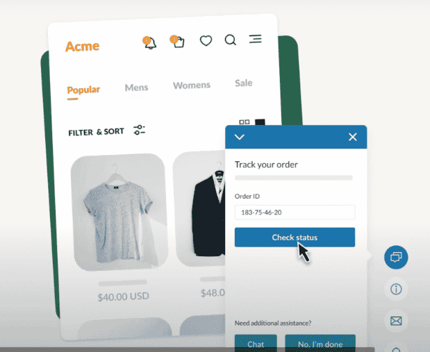 An online shopping experience showing men's clothing.