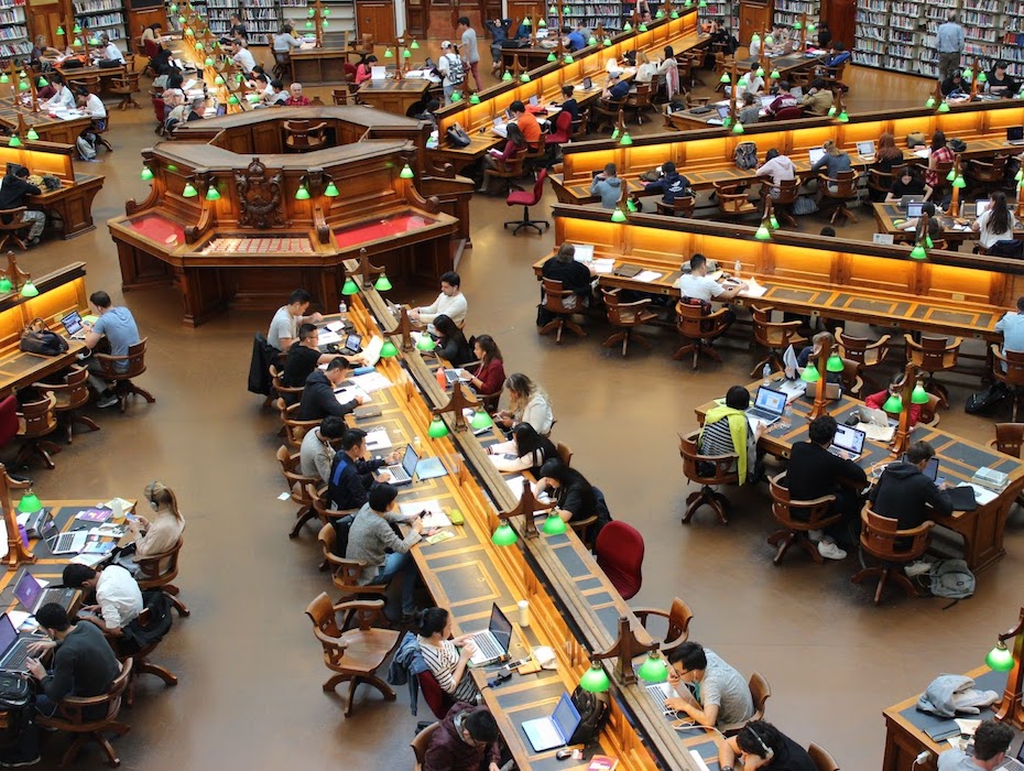 An interior classroom within a college