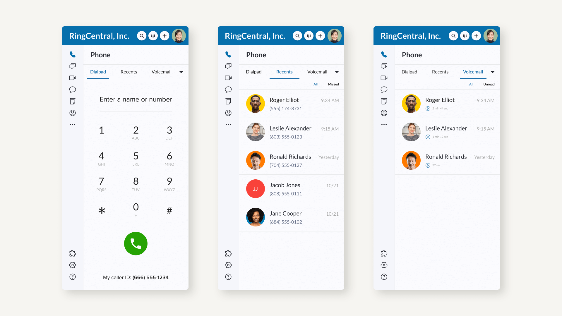 RingCentral softphone compact view