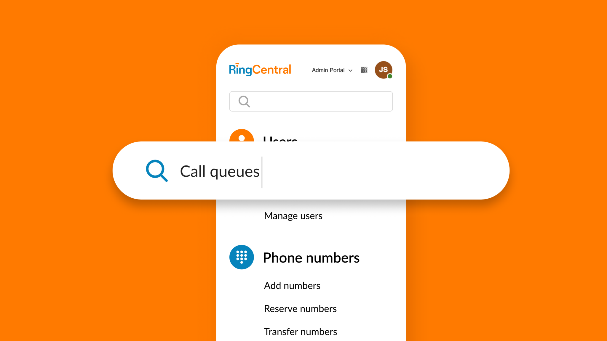 RingCentral admin portal - call queue management