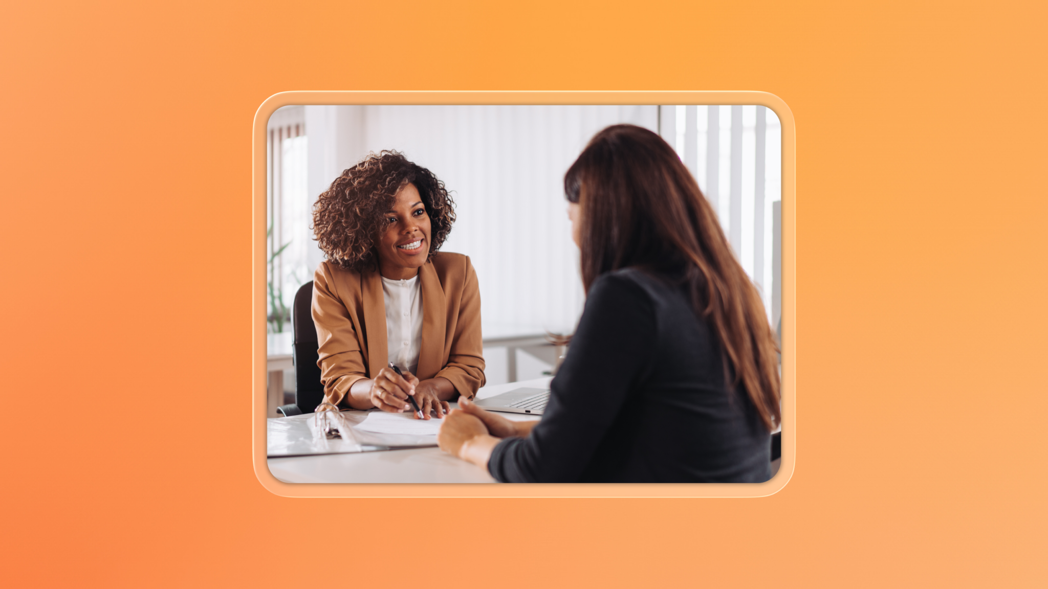 A bank manager assisting a customer.