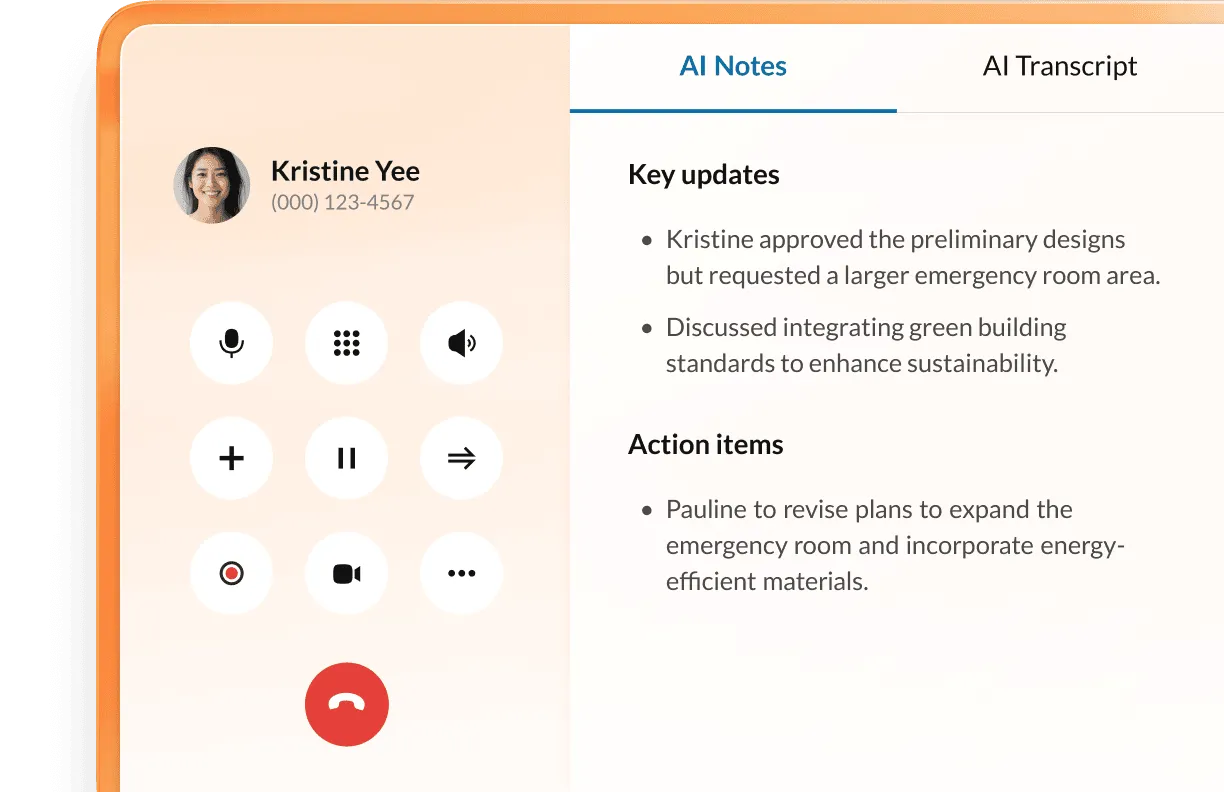 RingEX offers built-in AI that takes notes and transcribes calls.