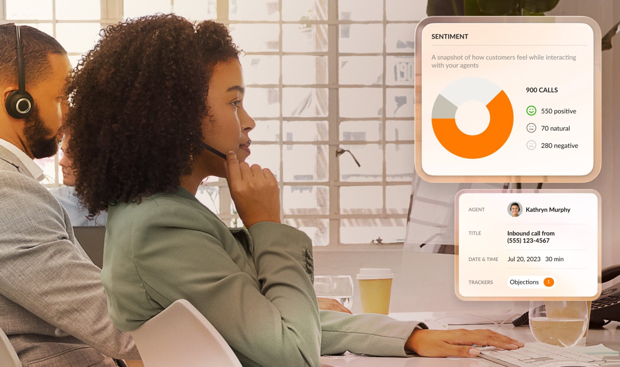Customer service rep working on computer analytics