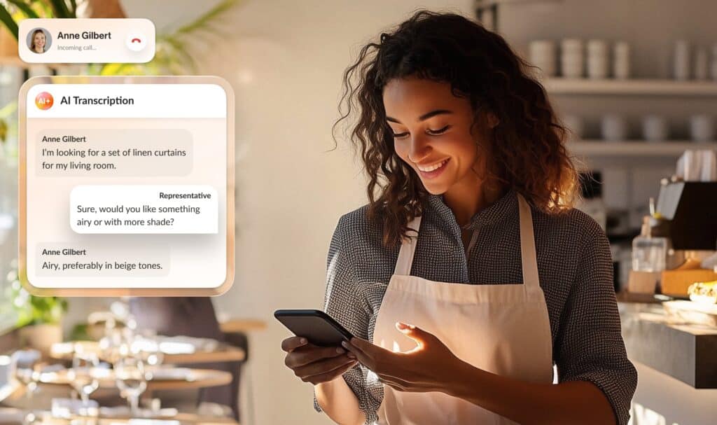 Small business owner on phone