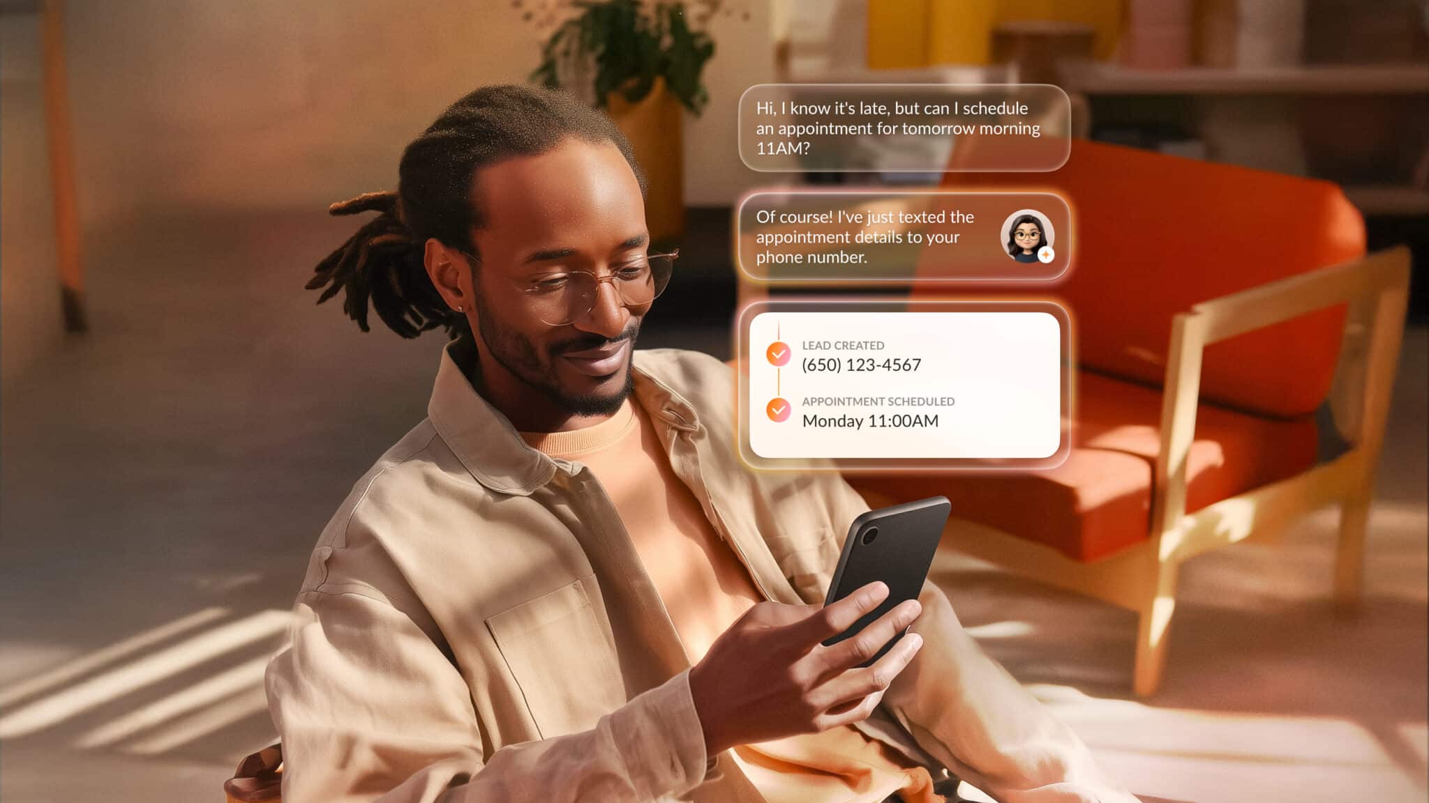 Man on phone AI receptionist RingCentral