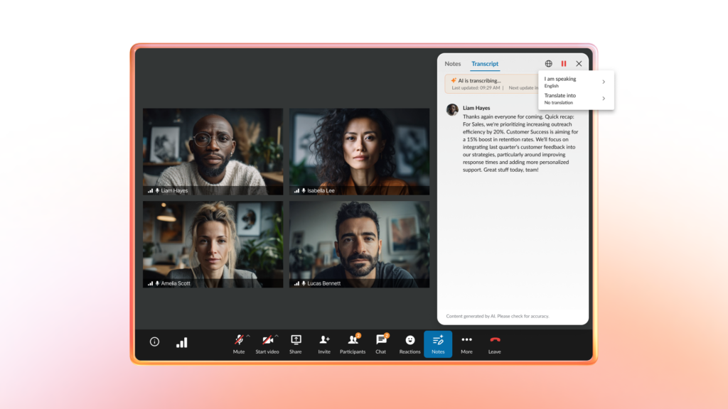 RingCentral Video Live Transcripts & Closed Captions (with Translations)