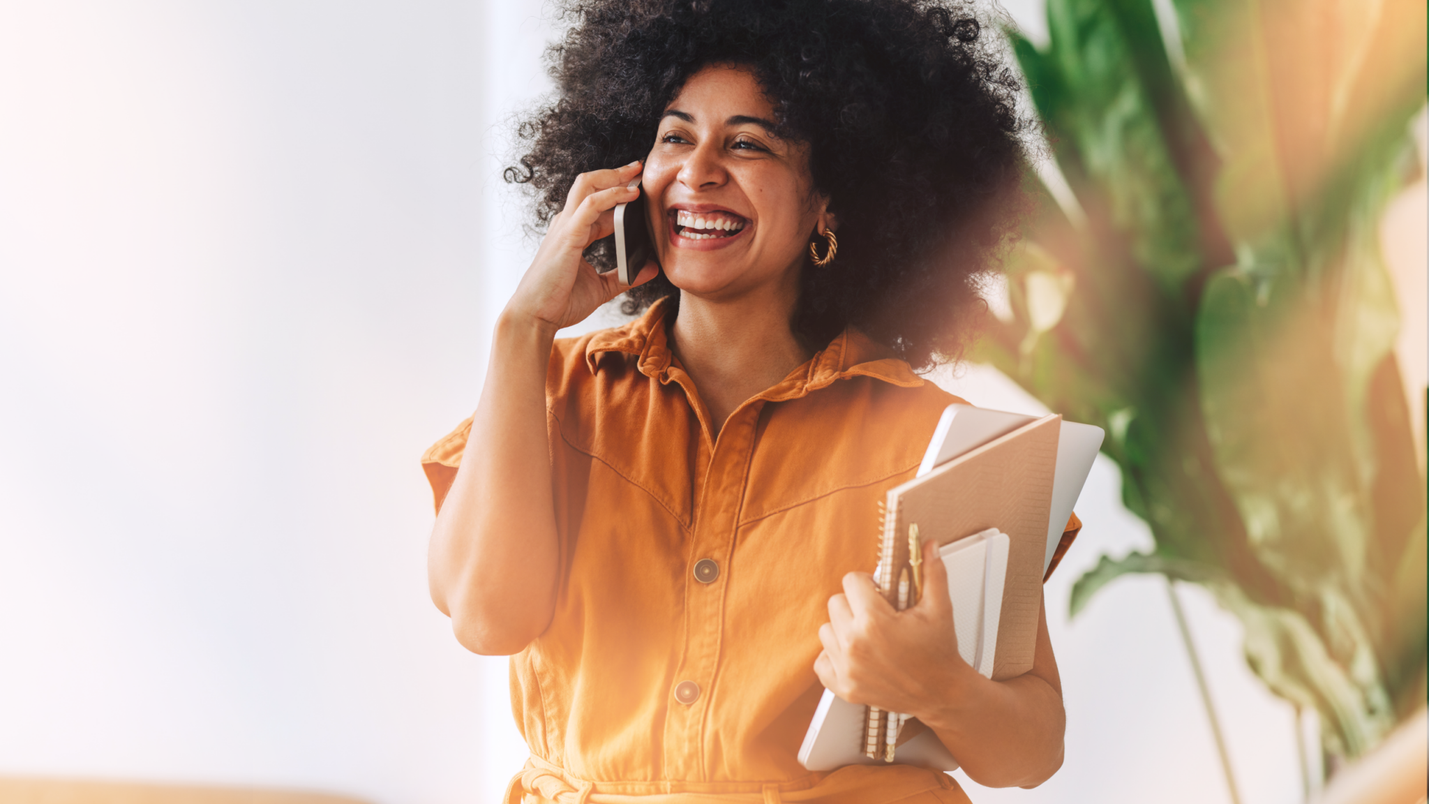 Customer answering a phone call