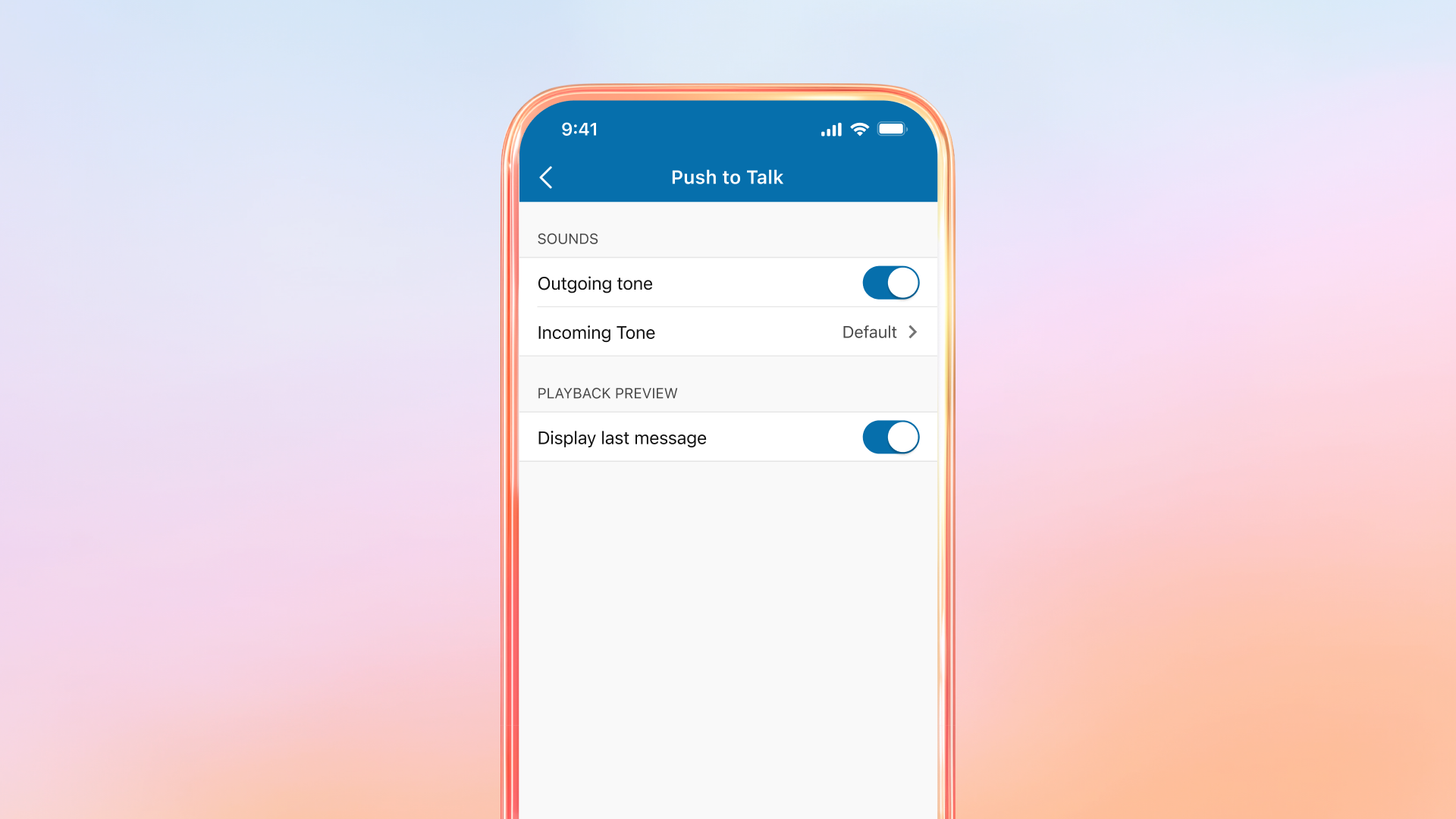 RingCentral Push to Talk audio settings