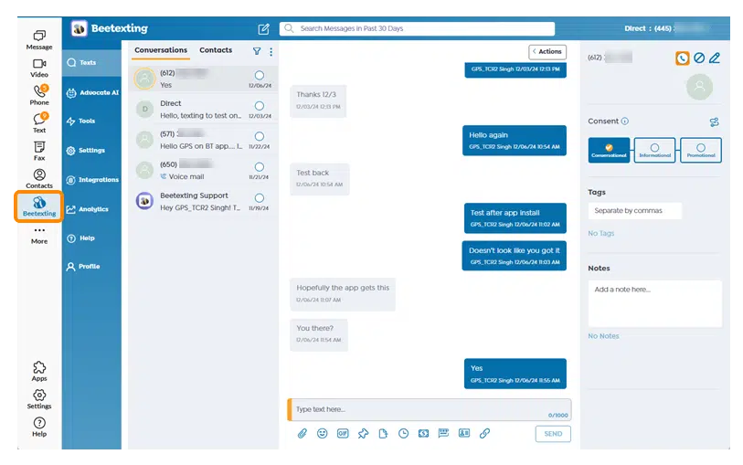 RingCentral’s Advanced SMS inbox brings team-based SMS into the RingCentral app.