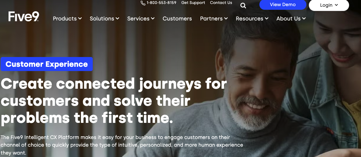 Five9’s customer experience management software helps businesses connect different customer journeys