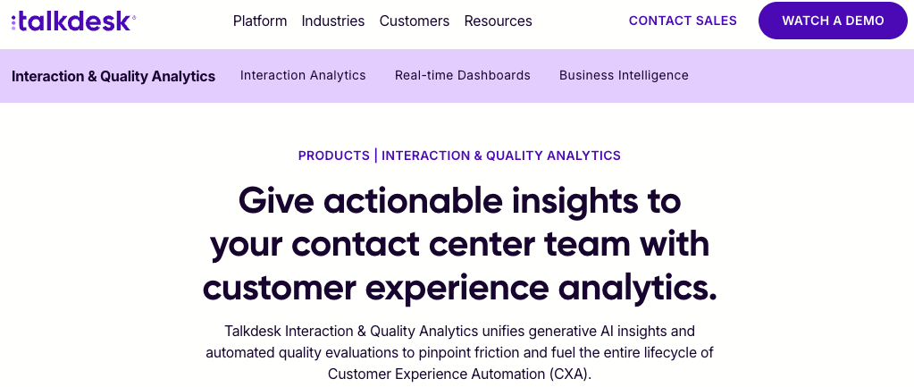 Talkdesk’s analytics review customer interactions and evaluate quality
