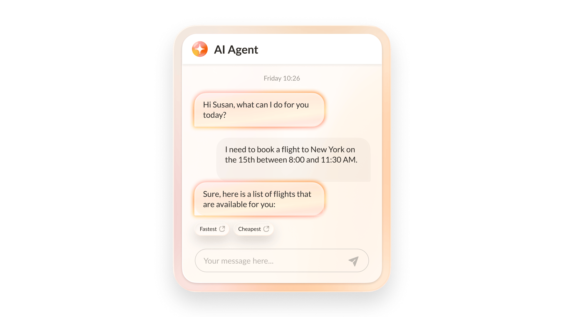 Intelligent virtual agent can complete simple tasks like informing customers about list of flights available