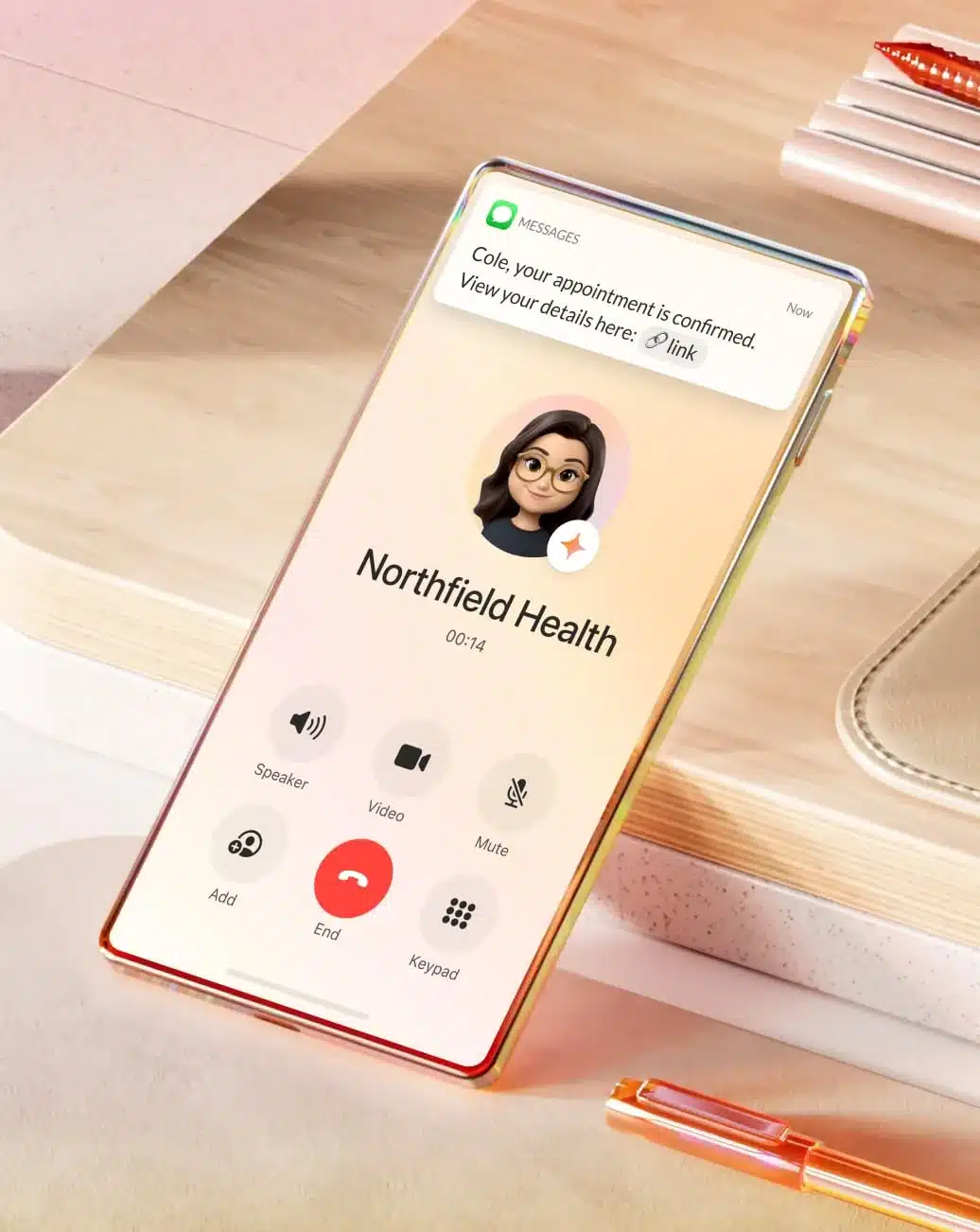 RingCentral AI Receptionist answers a customer call and texts with further details
