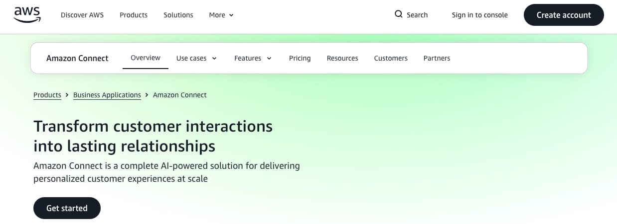 Amazon Connect is a contact center solution built on AWS