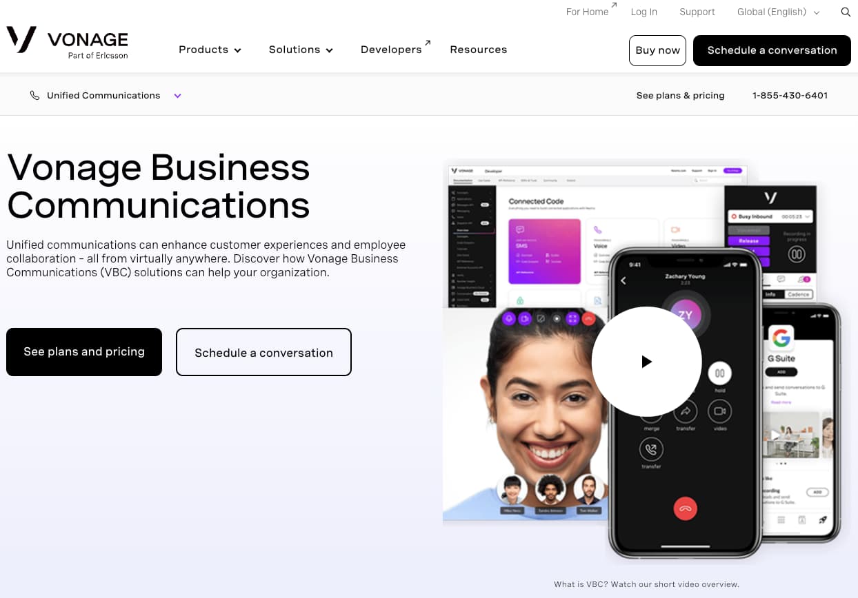 Vonage Business Communications includes unified communications features