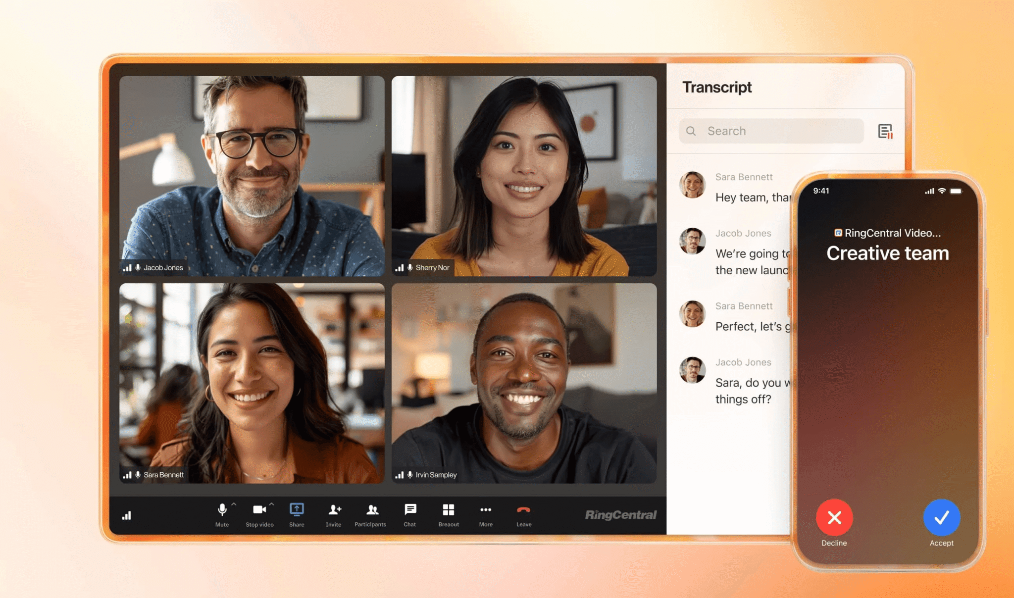 RingEX includes video meeting features plus AI tools for transcripts, summaries, and recaps