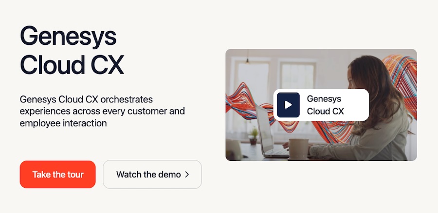 Genesys Cloud CX homepage demonstrating how it orchestrates experiences across all customer and employee interactions