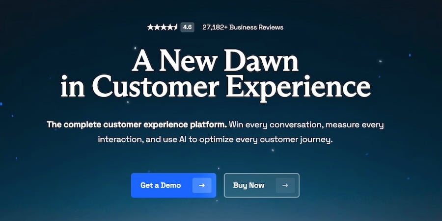 Nextiva customer experience platform showcasing its ratings and commitment to optimizing every customer journey