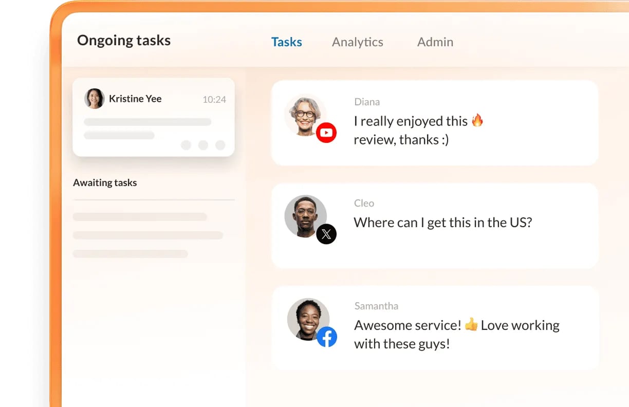 RingCX supports omnichannel customer service, including social media channels
