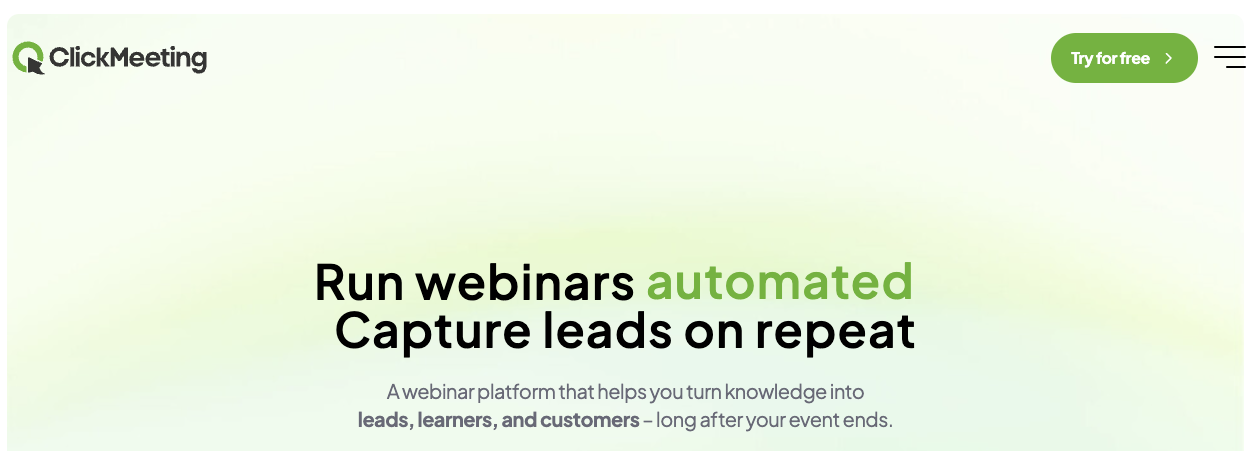 ClickMeeting focuses on external video conferencing solutions with its webinar platform.