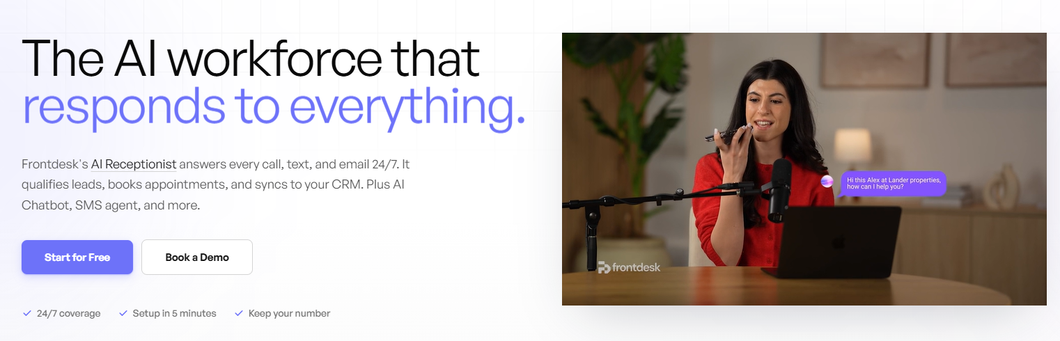 My AI Frontdesk AI receptionist page
