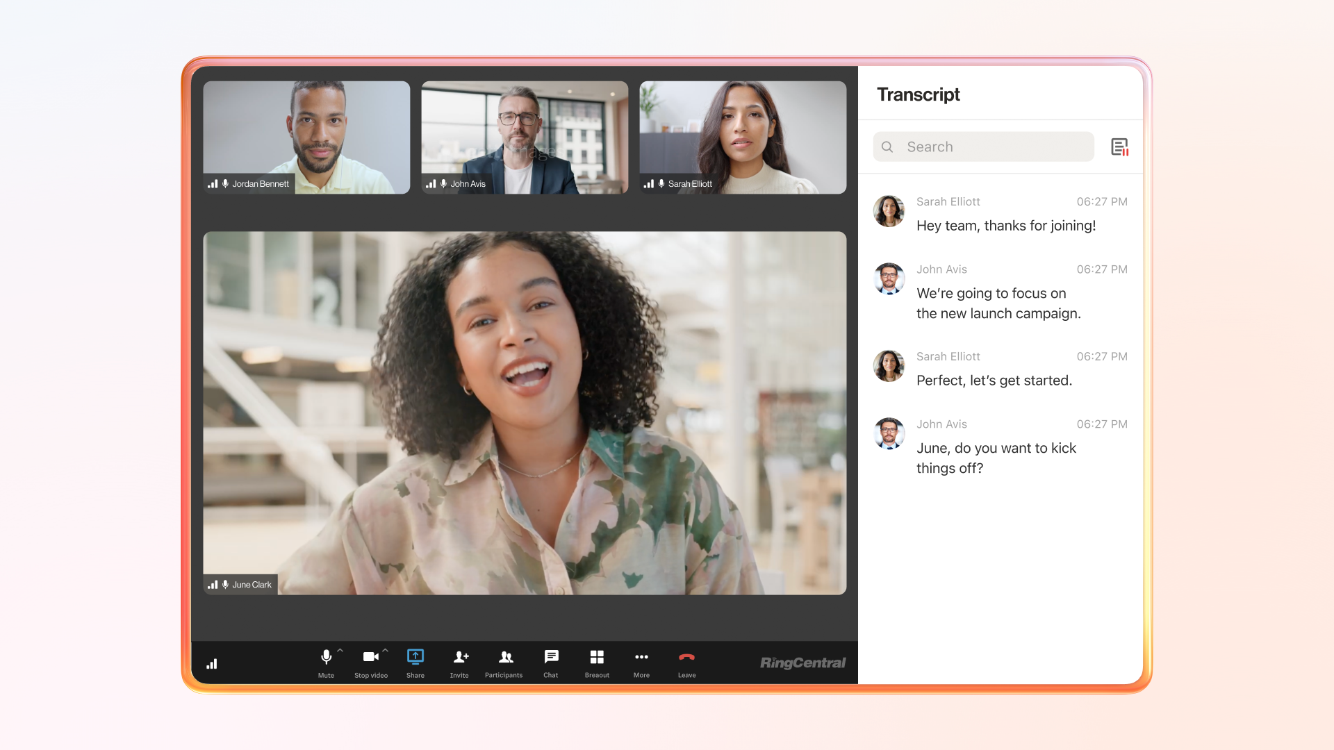 RingEX RingCentral Video AI Transcript